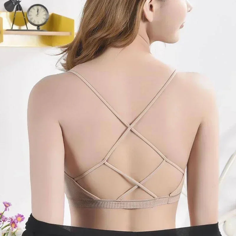 2023 sexy threaded sports yoga bra pure cotton sports bra fitness top bra breathable strap underwear bra pad wrap chest