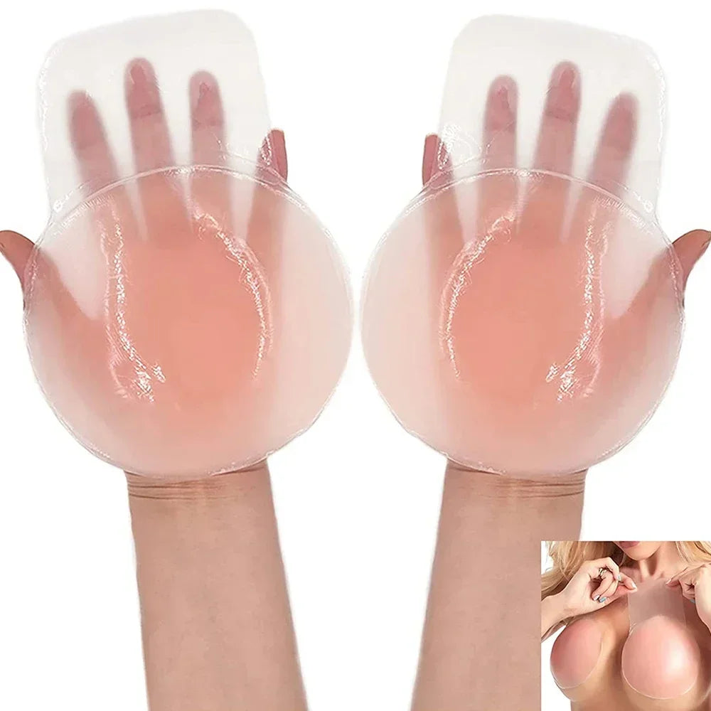 2pcs Silicone Nipple Cover Lift Up Bra Sticker Adhesive Invisible Bra Breast Pasty Women Chest Petals Reusable Strapless Bras