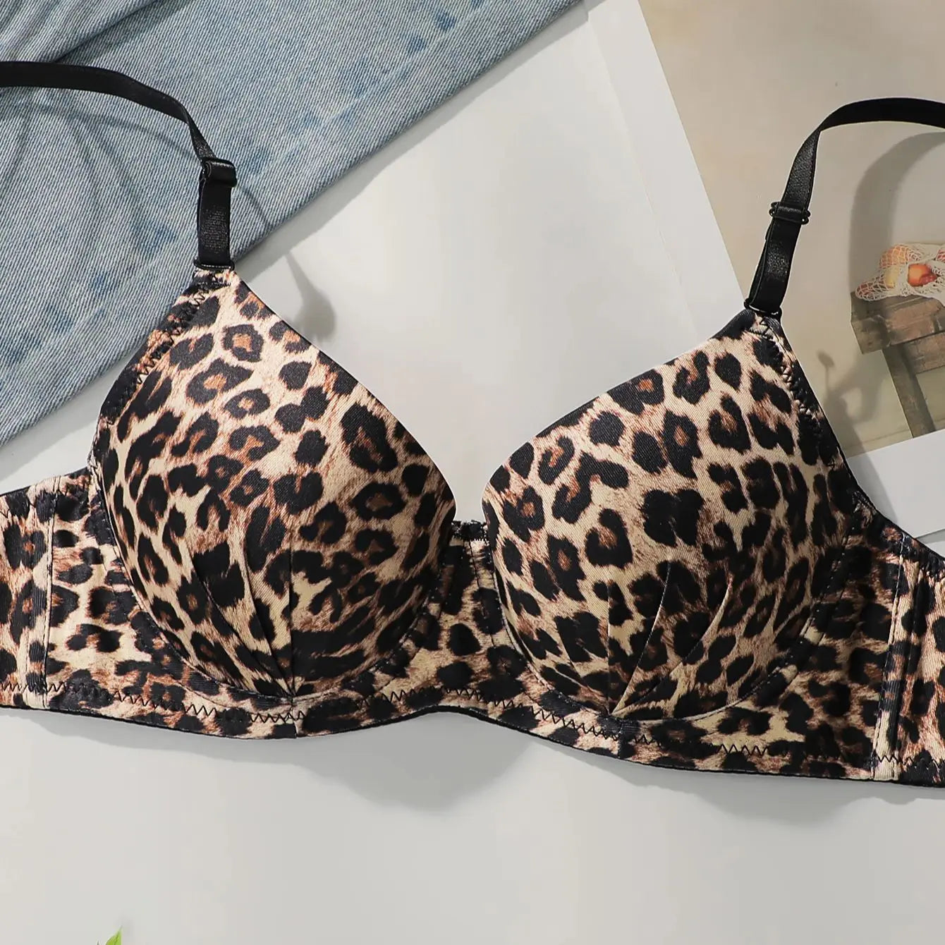 INTIMO SECRETS Leopard Print Push-Up Bra – B C Cup Comfortable