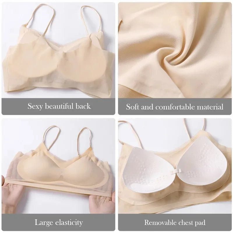 INTIMO SECRETS Push Up Ice Silk Bra – Seamless Wireless Cooling Bralette