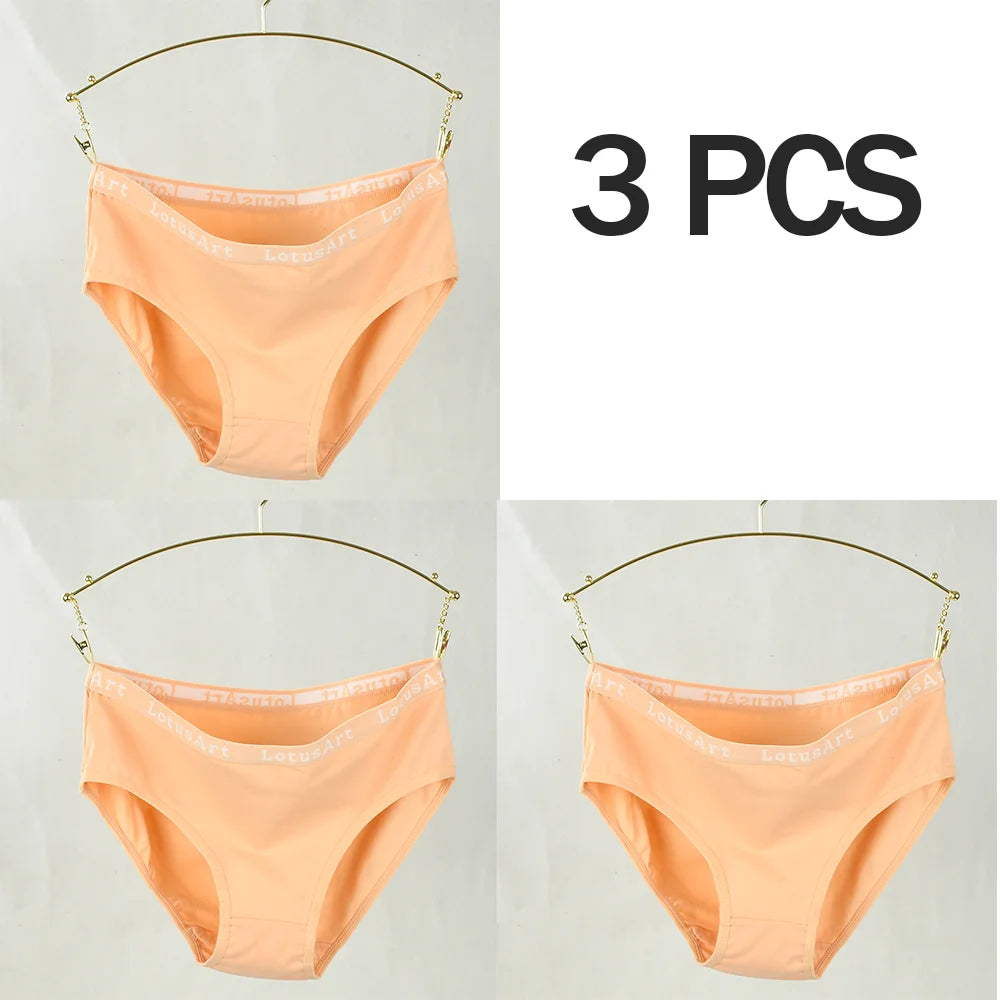 3PCS Women's Cotton Underwear High Elastic Letter Waistband Briefs Solid Color Fashionable Sports Soft Underwear