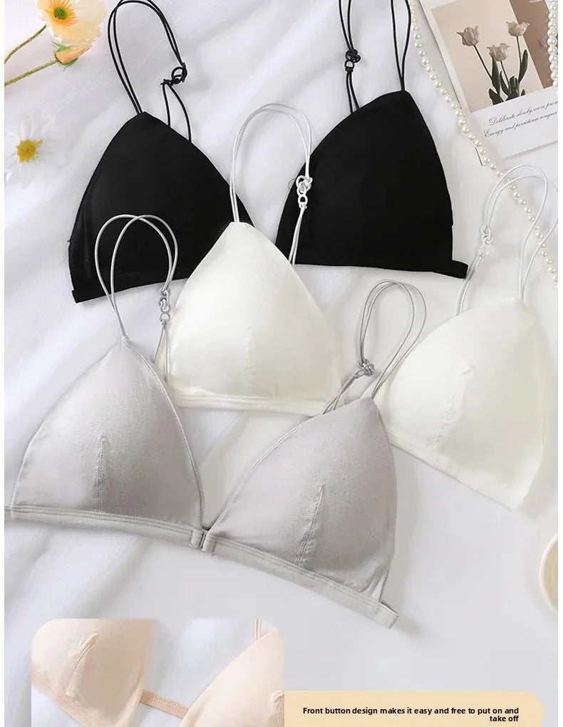 Summer Hit Low Cut Backless Pure Cotton Wrap Chest Bra Women's Sexy Interest Triangle Cup Strapless Underwear Intimate Apparel