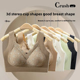 Seamless Lace Backless Bra Vest Fixed Cup Push-Up Side Breast Collection Wireless Vest Style Sleep Bra