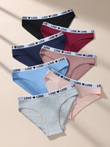 INTIMO SECRETS 7-Pack Women’s Low-Waist Cotton Panties with Letter Waistband