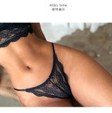 INTIMO SECRETS Adjustable Lace Thong - Sexy Transparent Half-Wrap T-Back