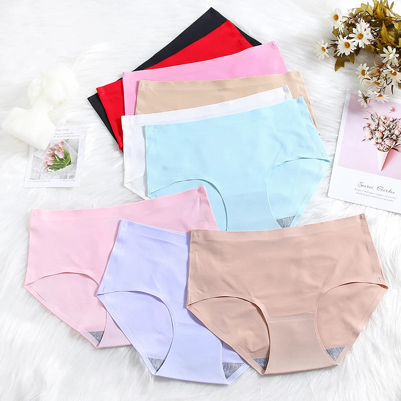 INTIMO SECRETS Plus Size Women’s Panties – Breathable Silk Satin 4PCS