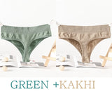 2PCS/Set Seamless G-String Panties Women Thongs Sexy Panty Lingerie Solid Color Female High Waist Thongs Women's Underwear