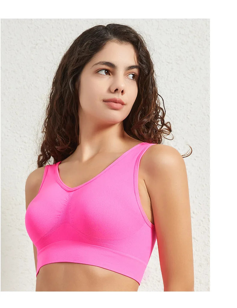 INTIMO SECRETS Women’s Large-Size Seamless Sports Bra – Removable Pad Yoga Vest