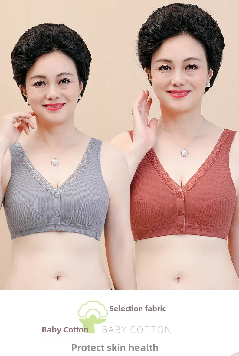 INTIMO SECRETS Women’s Cotton Front-Clasp Vest Bra – Wire-Free Comfort for Middle-Aged Women