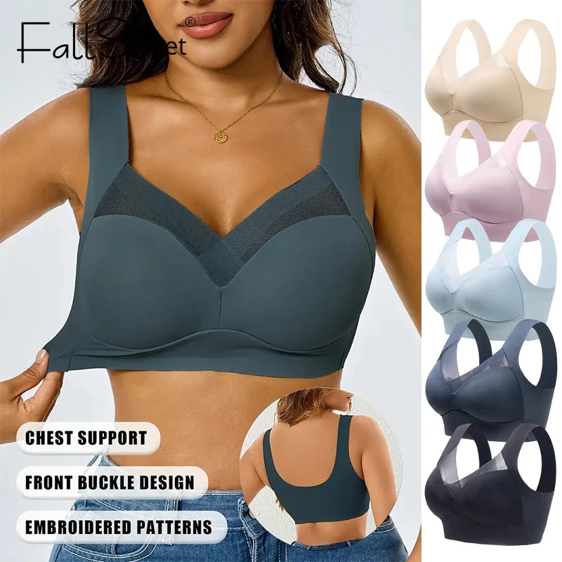 INTIMO SECRETS Plus Size Wireless Push-Up Bra – Seamless Lace Comfort