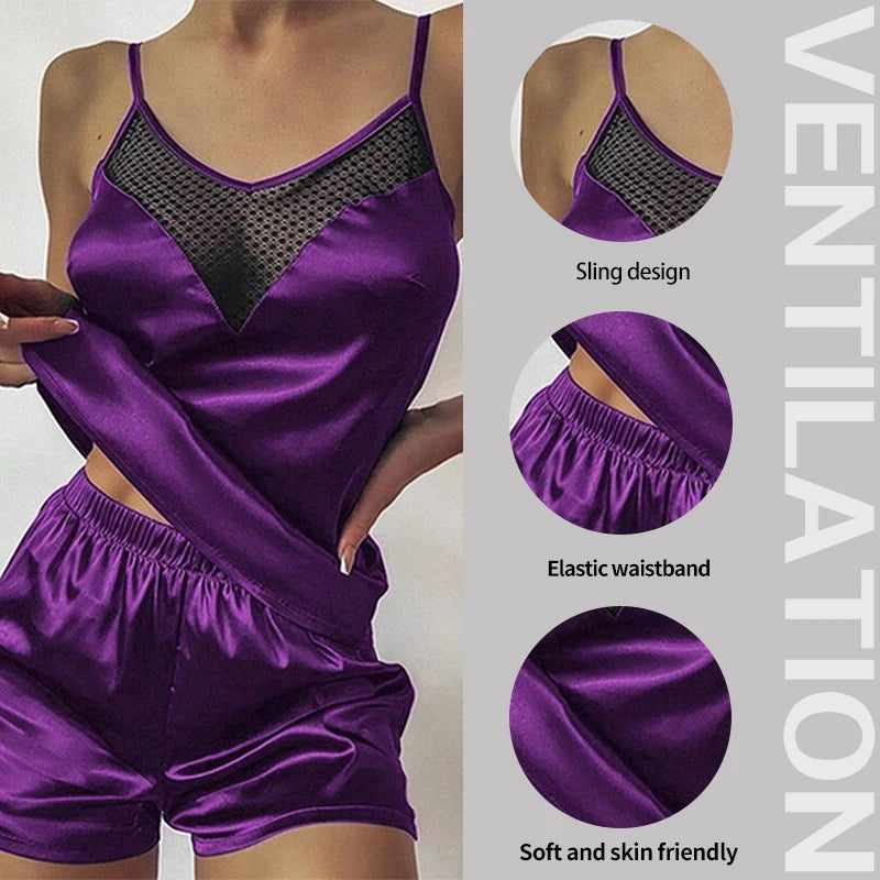 Lace Patchwork Vest Shorts, Women's Summer Pajamas, New Two-Piece Set, Lace Sexy, Can Be Worn for Casual Wear at Home