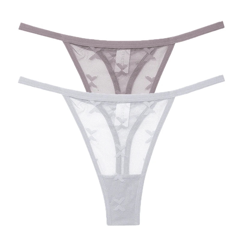 INTIMO SECRETS 2PCS Mesh Thongs – Transparent Seamless G-String Underwear for Women S-XL