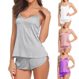 New Women Pajamas Lingerie Set Satin Silk Camisole Shorts Sets 2 Pieces Sleepwear Top And Shorts Nightwear Suits Sleeveless Tops