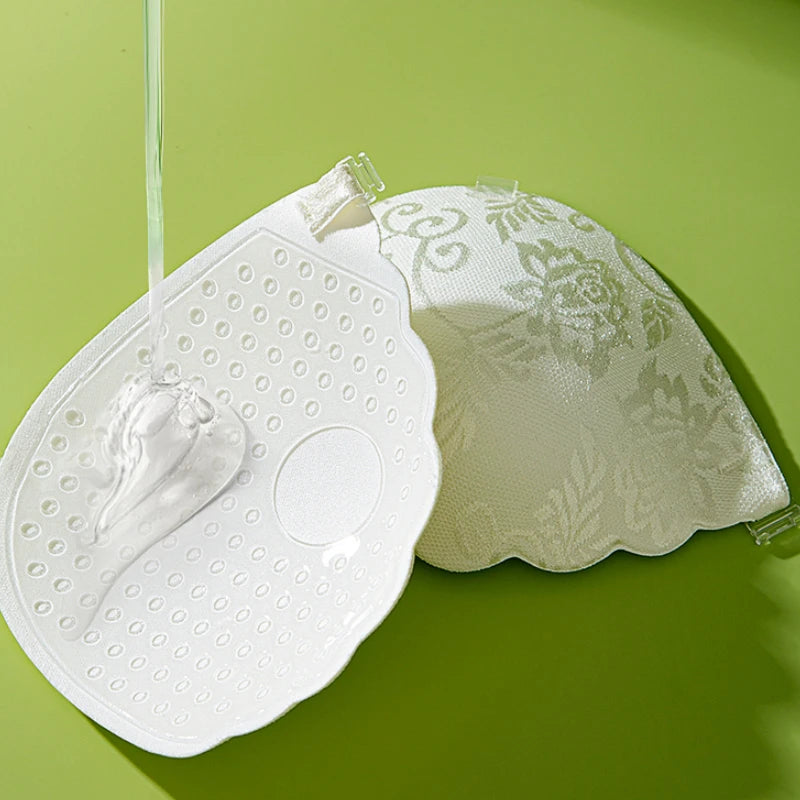 Women Silicone Chest Stickers Lace Push Up Waterproof Nipple Cover Invisible Self-Adhesive Nipple Tape Reusable Strapless Bra