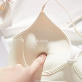 INTIMO SECRETS Women’s Thick Push-Up Bra – AA Cup, Wireless, Cross Strap, Seamless T-Shirt Bra