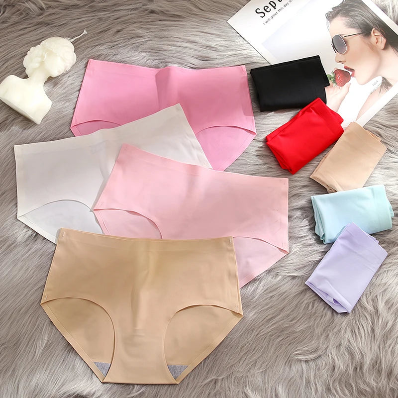 INTIMO SECRETS Plus Size Women’s Panties – Breathable Silk Satin 4PCS