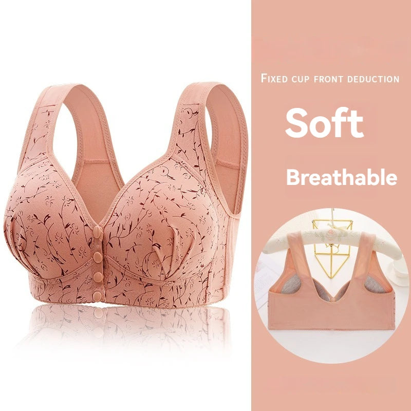 INTIMO SECRETS Women’s Floral Wireless Bra – Breathable Comfortable Front-Button Traceless