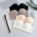 FINETOO 1PCS Women's Push-up Strapless Bras Front Buckle Brassiere Sexy Girls Small Chest Underwear Front Closure Sexy Bra