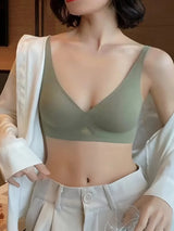 INTIMO SECRETS Women’s Wireless Deep V Hollow-Out Bra – Seamless, Soft 3/4 Cup Lingerie