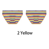 2PCS/Set Women Cotton Plus Size Panties M-4XL Comfort Underwear Sexy Colorful Rainbow Striped Lingerie Girls Cute Briefs NK608