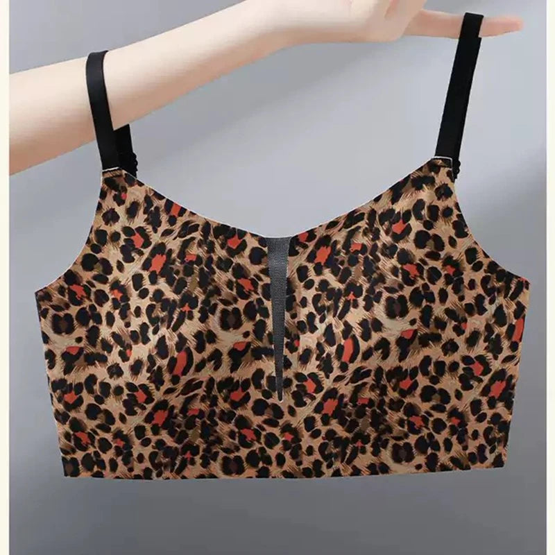 INTIMO SECRETS Leopard Print Push-Up Bra – Sexy Thin Style Wireless Lingerie for Women