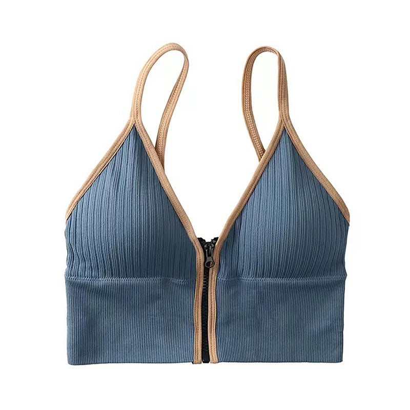 INTIMO SECRETS Seamless Zipper Bra – Wireless Padded Fitness Bralette