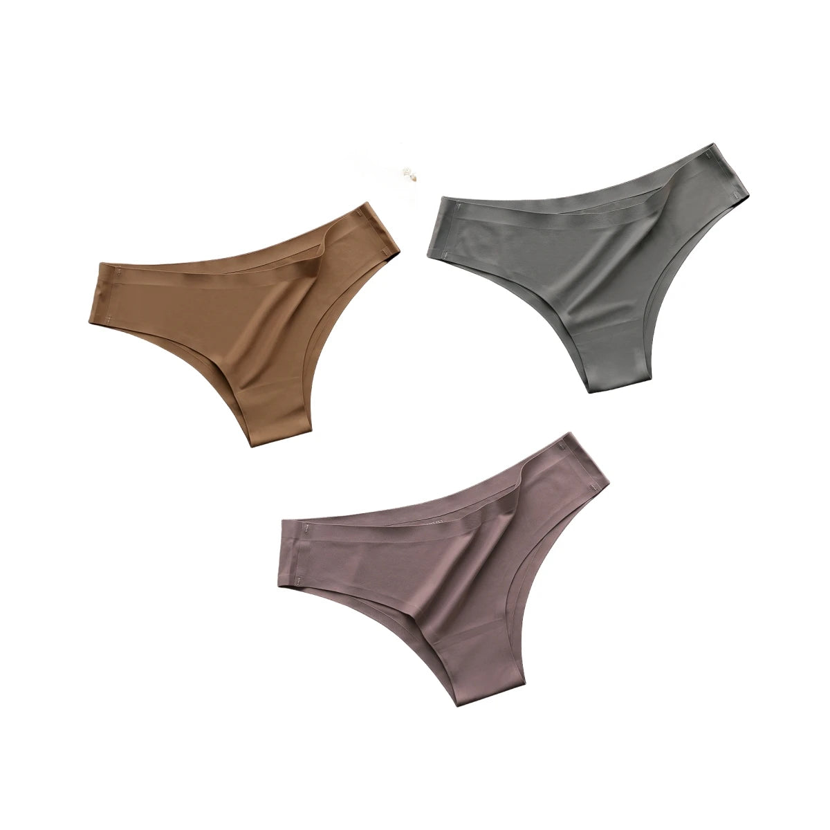 3Pcs/Set Seamless Panties Women Underwear Ice Silk Underpants Low Rise Female Solid Color Ultra-thin Sexy Lingerie