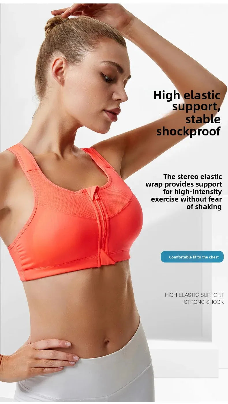 INTIMO SECRETS Women’s Shockproof Sports Bra – Front Zipper Yoga Vest