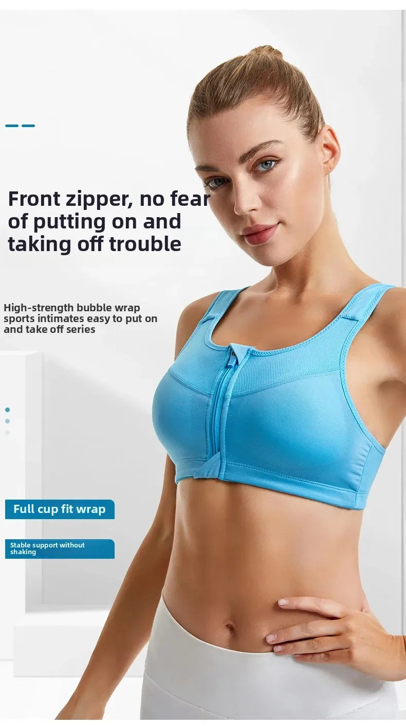 INTIMO SECRETS Women’s Shockproof Sports Bra – Front Zipper Yoga Vest