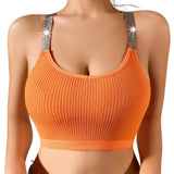 INTIMO SECRETS Women’s Smooth Shape Sports Bra – Lightweight Molded Cup with Glitter Straps