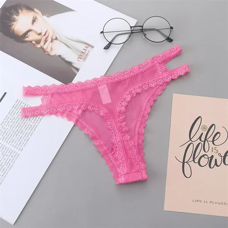 INTIMO SECRETS Women’s Summer Lace Thong – Low-Waist, Hollow-Out, Seamless & Breathable Panties