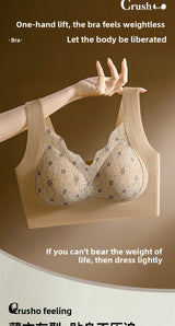 Seamless Lace Backless Bra Vest Fixed Cup Push-Up Side Breast Collection Wireless Vest Style Sleep Bra