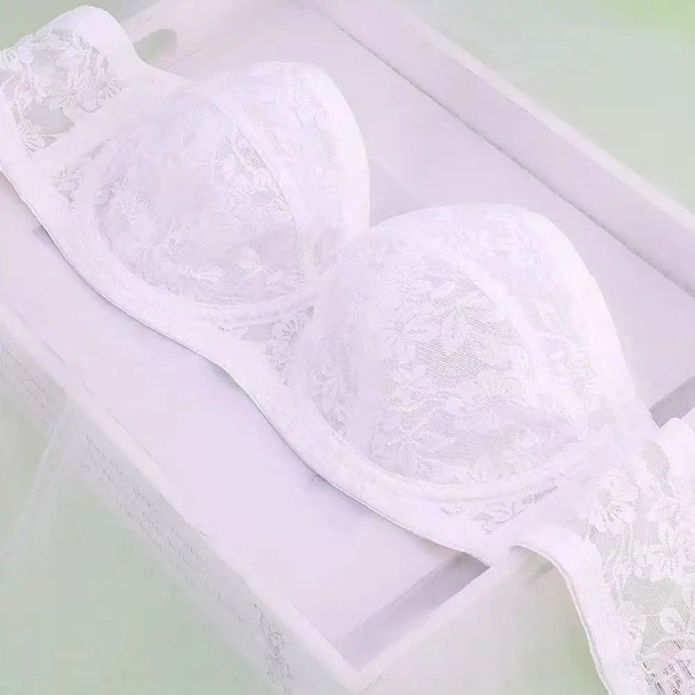 INTIMO SECRETS Women’s Mesh Lace Transparent Bra – Seamless Push-Up Invisible Lingerie for Wedding