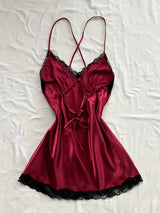 Off Shoulder Ultra Short Sexy Bras Pajamas Home Dresses Night Shirts Sexi Women's Nightgown Silk Lingerie See Through Dress