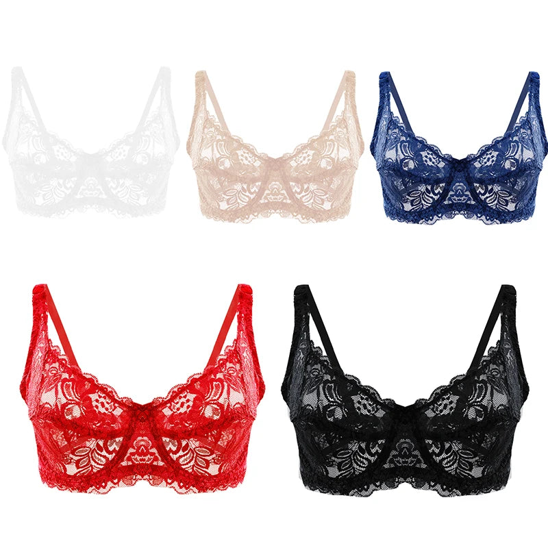 Women Sexy Lace Bras Plus Size Push Up Bralette Hollow Out Lingerie Embroidery Bra Brassiere Female Underwired Underwear