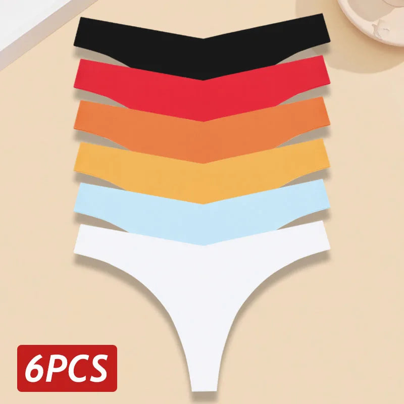 INTIMO SECRETS 6-Pack Women’s Seamless V-Waist Thongs – Ultra-Thin Summer G-String Panties