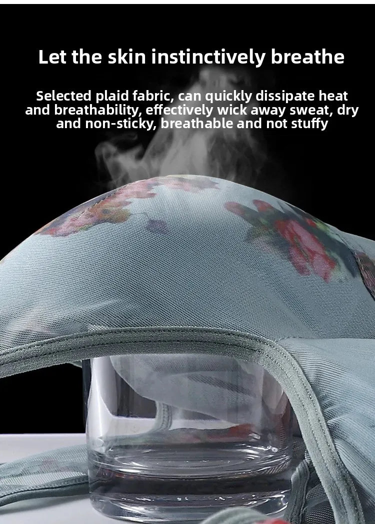 Plus Size Fixed Cup Bra Wireless Breathable Summer Thin Underwear One-Piece Vest Style for Middle-Aged And Elderly People