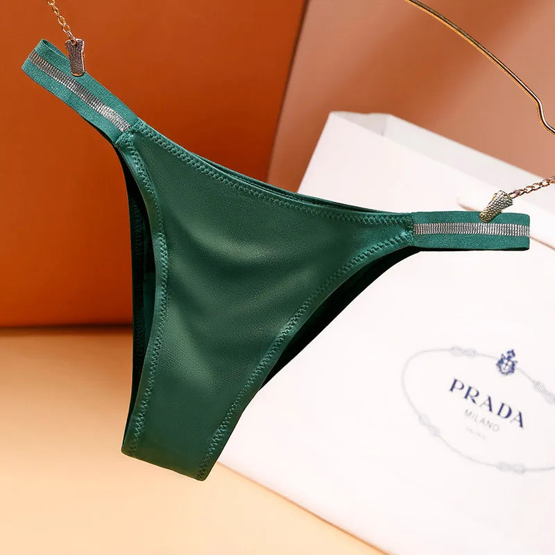 INTIMO SECRETS Ice Silk Thongs – Seamless Low-Waist G-String Underwear for Women