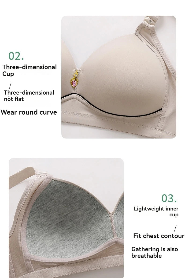 New Non-magnetic Thin Cup Glossy Fat Mm Bra Large Size No Underwire Comfortable Breathable Gathered Women's Underwear