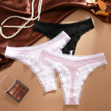 INTIMO SECRETS 3PCS Dot Print Thongs – Seamless Low-Waist Lace G-String Underwear for Women
