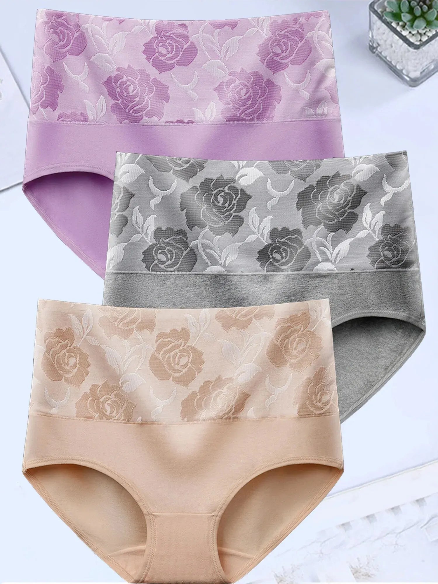 INTIMO SECRETS 3PCS High Waist Cotton Panties – Plus Size Women’s Lingerie