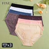 INTIMO SECRETS 3PCS Cotton Lace Panties – Plus Size Women’s Mid-Waist Lingerie