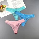 INTIMO SECRETS Plus Size Lace Cotton Thongs – Seamless T-Back G-String Underwear for Women 3PC