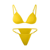 INTIMO SECRETS Women’s Solid Color Bikini Set – Metal Buckle Sling Backless Two-Piece Swimsuit