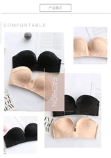 INTIMO SECRETS Women’s Sexy Strapless Bra – Black Lace Seamless Push-Up Invisible Bralette