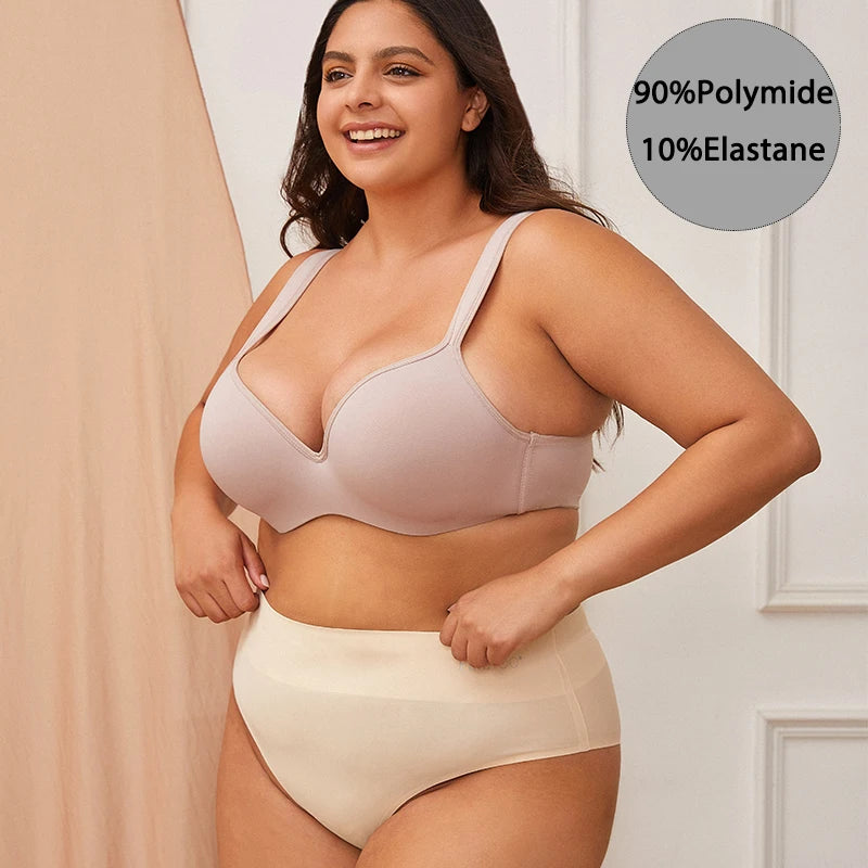 INTIMO SECRETS Plus Size Full Coverage Unlined Seamless Bra Wide Strap Wireless Push-Up