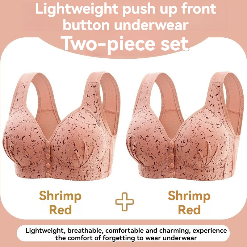 INTIMO SECRETS Women’s Floral Wireless Bra – Breathable Comfortable Front-Button Traceless