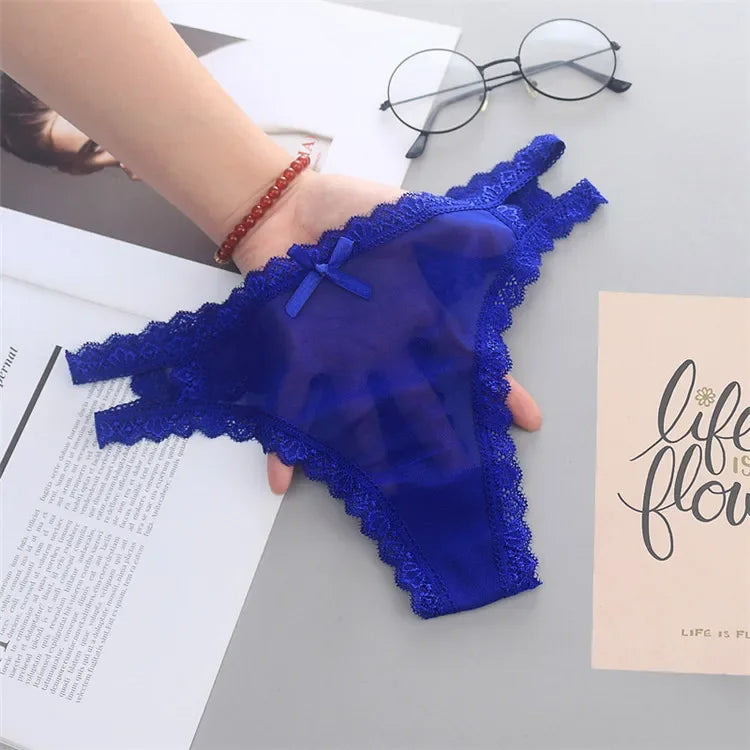 INTIMO SECRETS Women’s Summer Lace Thong – Low-Waist, Hollow-Out, Seamless & Breathable Panties