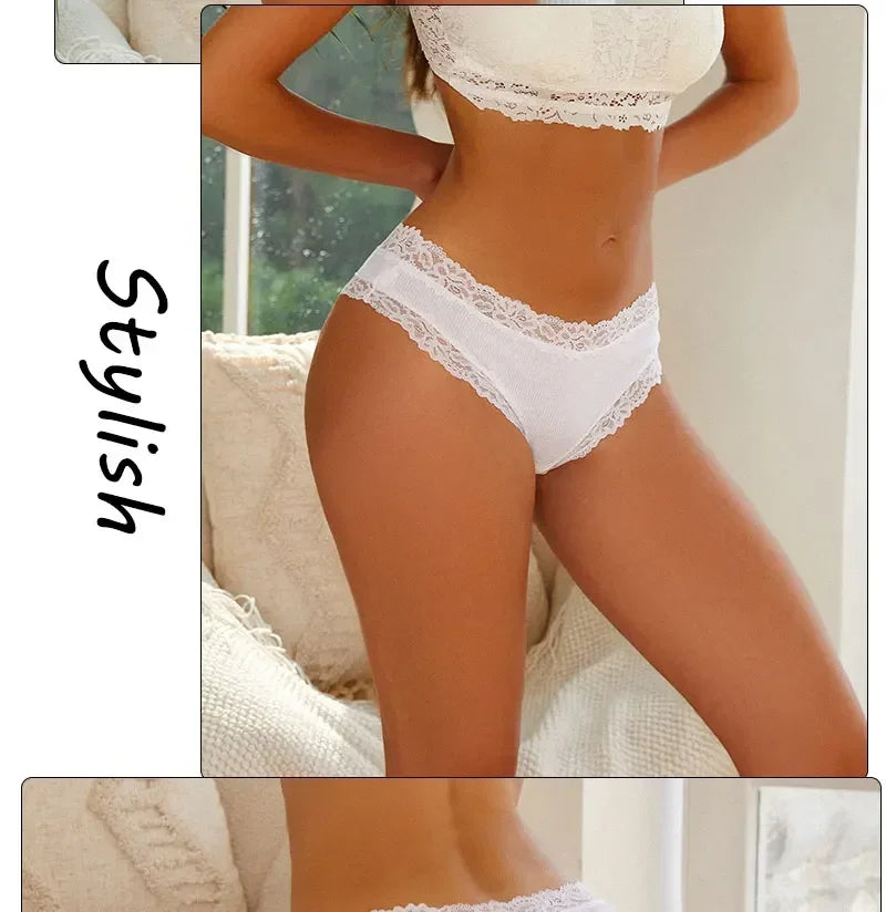 INTIMO SECRETS Women’s Low-Waist Seamless Lace Cotton Panties – Breathable Bikini Underwear
