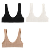 INTIMO SECRETS 3-Piece Seamless Push-Up Sports Bra Set – Deep U-Shape Ribbed Lingerie
